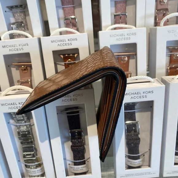 Michael Kors Billfold Bifold Wallet Men's Croc Embossed Leather 36F1LC0F1E - Picture 3 of 8